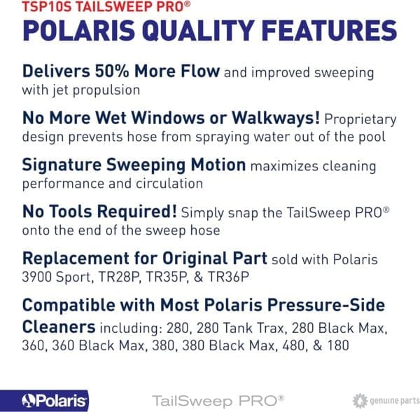 Polaris Genuine Parts TSP10S TailSweep PRO Replacement for Polaris Pressure-Side Pool Cleaners 280, 3900 Sport, 380, 360, 180 - Image 4