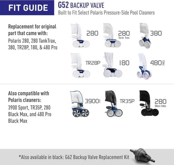 Polaris Genuine Parts G52 Backup Valve Replacement Kit for Automatic Pressure-Side Pool Cleaner VacSweep 280, 380, 180 - Image 4
