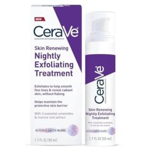 CeraVe Skin Renewing Nightly Exfoliating Treatment | Anti Aging Face Serum with Glycolic Acid, Lactic Acid, and Ceramides| Dark Spot Corrector for Face | 1.7 Oz  Beauty & Personal Care