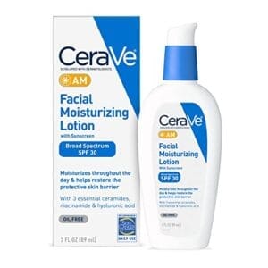 CeraVe AM Facial Moisturizing Lotion with SPF 30 | Oil-Free Face Moisturizer with SPF | Formulated with Hyaluronic Acid, Niacinamide & Ceramides | Non-Comedogenic | Broad Spectrum Sunscreen | 3 Ounce  Beauty & Personal Care