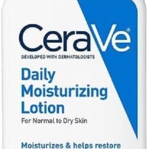CeraVe Daily Moisturizing Lotion for Dry Skin with Hyaluronic Acid and Ceramides Daily Moisturizer Fragrance Free Oil-Free 12 Ounce