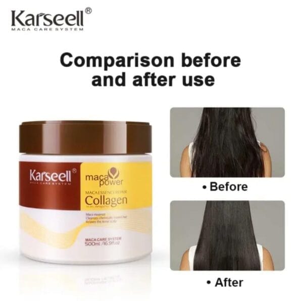 Karseell Collagen Hair Treatment Deep Repair Conditioning Argan Oil Collagen Hair Mask Essence for Dry Damaged Hair All Hair Types 16.90 oz 500ml - Image 3