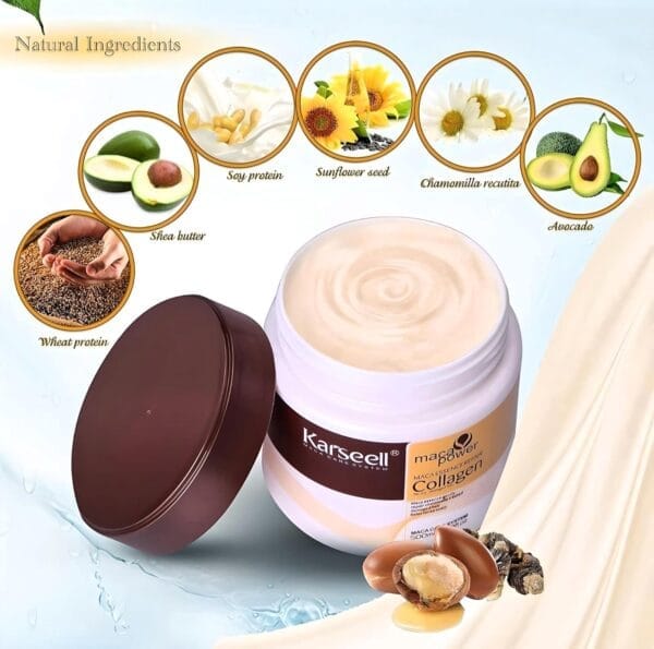 Karseell Collagen Hair Treatment Deep Repair Conditioning Argan Oil Collagen Hair Mask Essence for Dry Damaged Hair All Hair Types 16.90 oz 500ml - Image 2