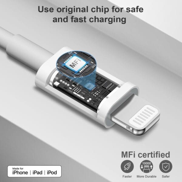 iPhone Charger Fast Charging USB C Charger Block Type C Charger Fast Charging 20W PD Wall Charger with 6FT iPhone Charger Cord for iPhone 14/14 Pro Max/13/13 Pro Max/12/12 Pro Max/Pro iPad - Image 4