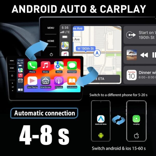 Android Car Wireless Stable Connection, Wireless Android Car Adapter Easy Setup in 3 Steps, Android Car Adapter for Apple Carplay, USB C/A, - Image 6