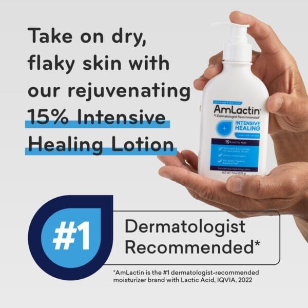 AmLactin Intensive Healing Body Lotion for Dry Skin, 7.9 oz Pump Bottle, 2-in-1 Exfoliator and Moisturizer with Ceramides and 15% Lactic Acid for 24-Hour Relief from Dry Skin (Packaging May Vary) - Image 5
