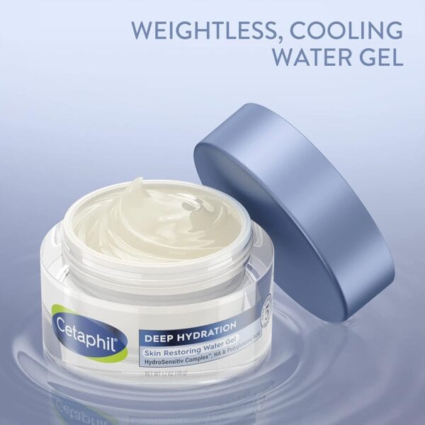 Cetaphil Deep Hydration Skin Restoring Water Gel with Hyaluronic and Polyglutamic Acid, Face Moisturizer, 72 Hour Hydration, For Dry, Dehydrated Sensitive Skin, Fragrance Free, 1.7 oz, Fragrance Free - Image 3