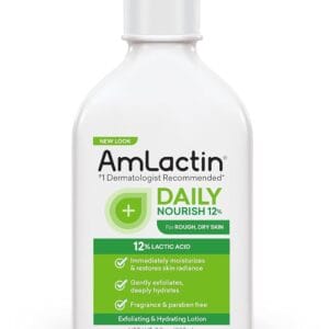 AmLactin Daily Moisturizing Lotion for Dry Skin, 7.9 oz Pump Bottle, 2-in-1 Exfoliator - Body Lotion with 12% Lactic Acid, Dermatologist-Recommended (Packaging May Vary)